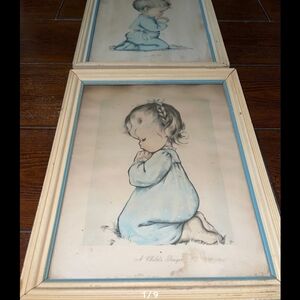 1970's " A Child's Prayer" Framed Art (SET)